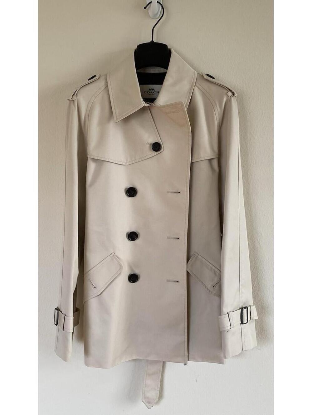 NWT Coach Solid Short Trench Coat Porcelain Size M MSRP $450 - Picture 3 of 9